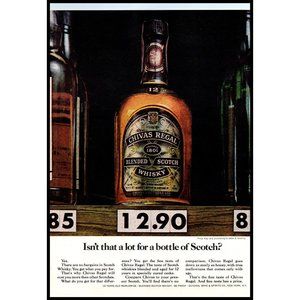 1978 Chivas Regal Scotch Whisky Vintage Print Ad Store Shelf Price Tag Wall Art